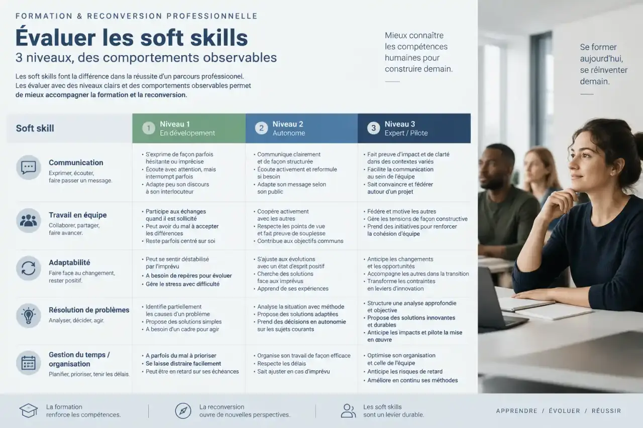 Évaluer les soft skills avec 3 niveaux et des comportements observables