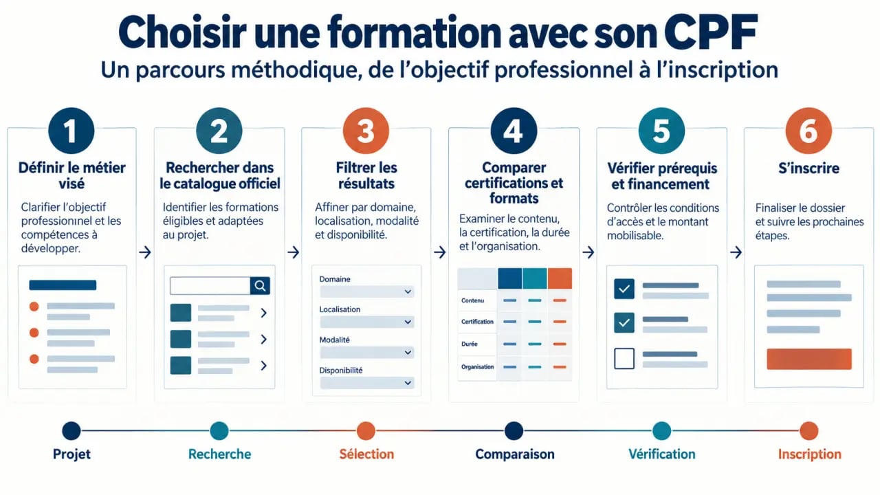 Parcours pour choisir une formation avec un compte CPF