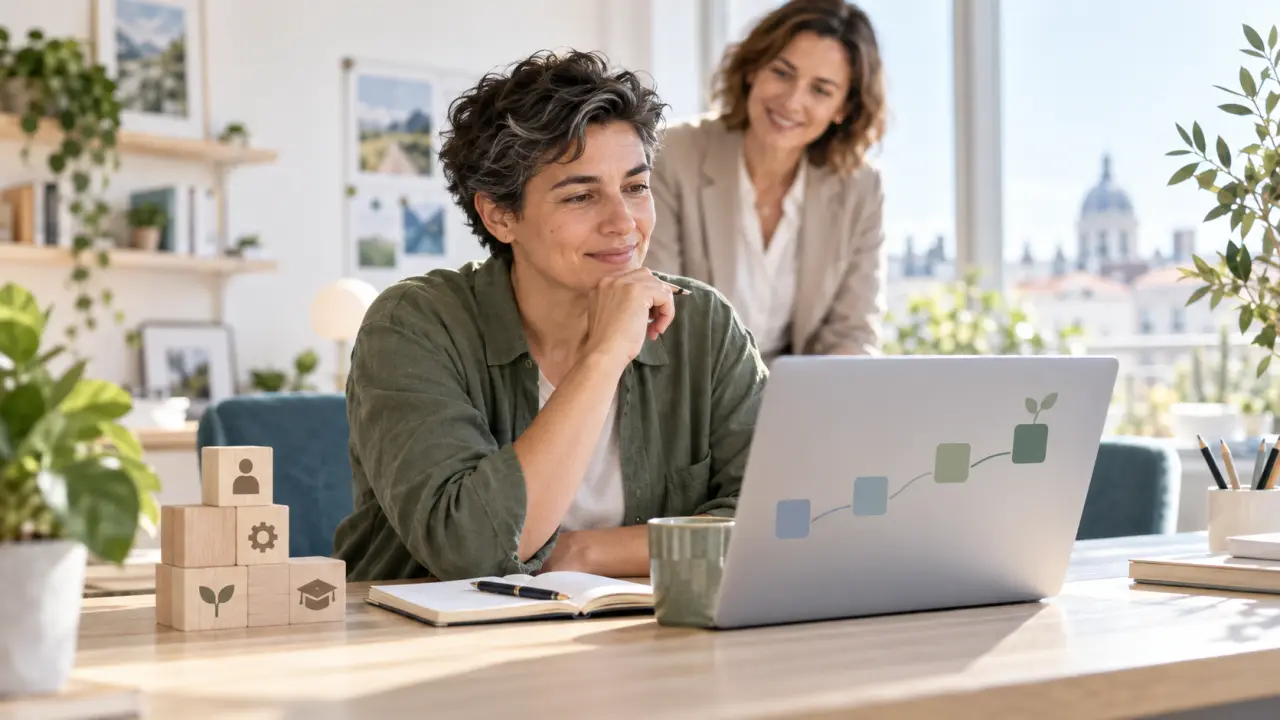 Professionnels préparant une évolution de carrière dans un espace de travail moderne