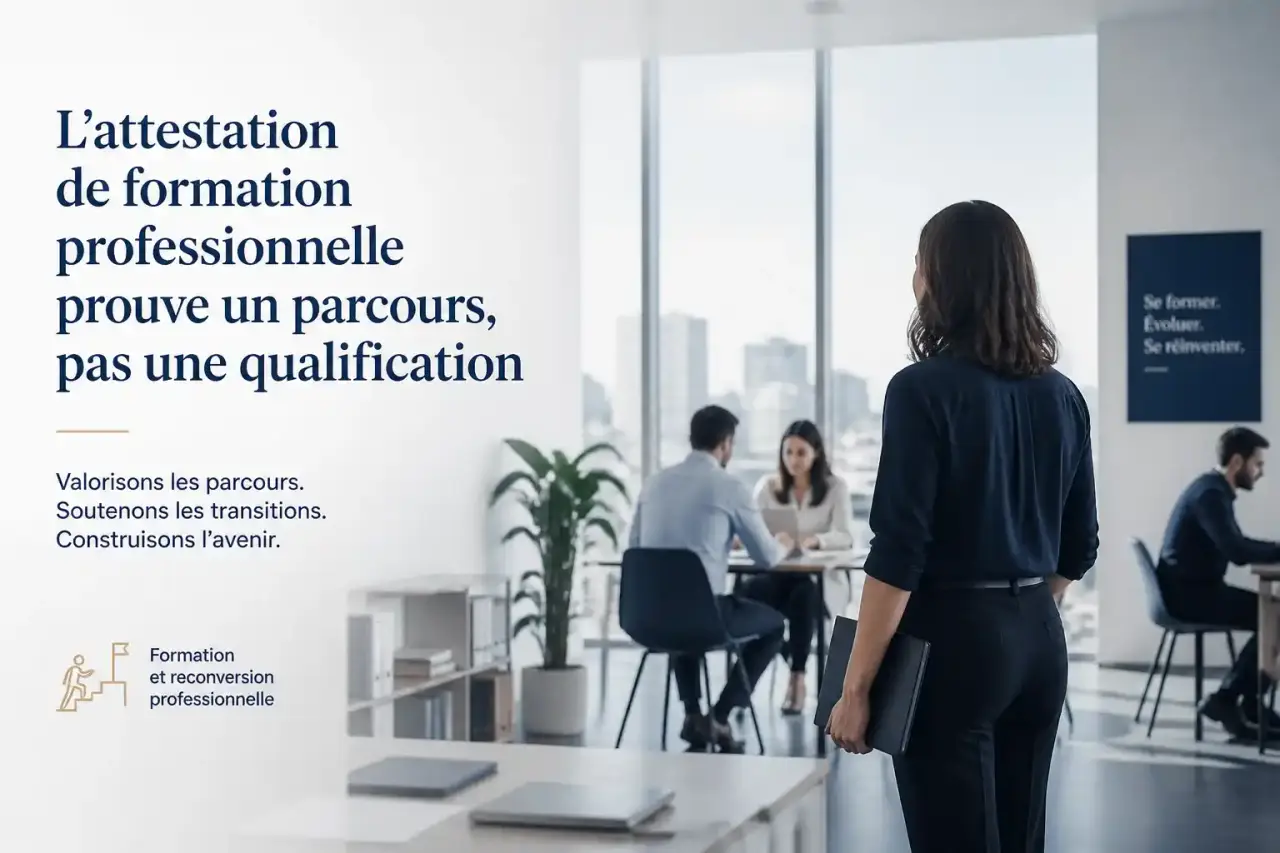 L’attestation de formation professionnelle prouve un parcours, pas une qualification
