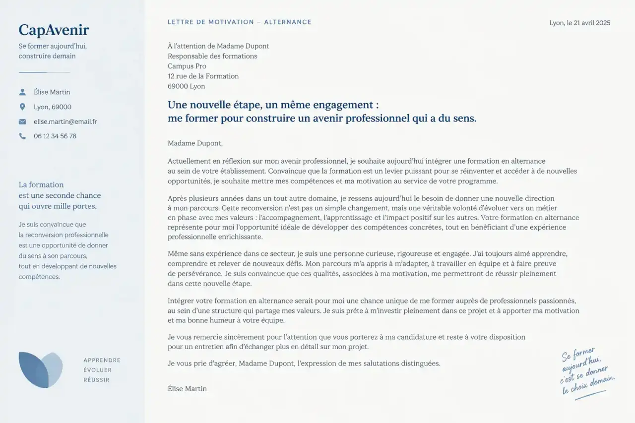 Une lettre de motivation en alternance convaincante, même sans expérience