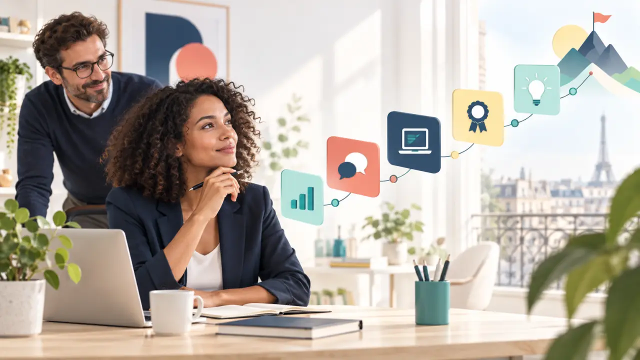 Professionnels développant de nouvelles compétences dans un espace de formation moderne