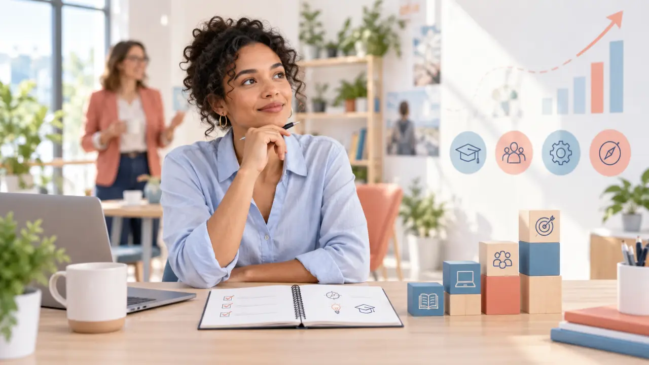 Professionnelle analysant son projet de reconversion et ses compétences